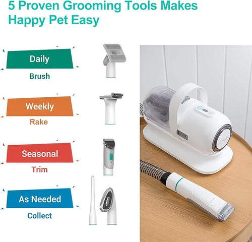 Neakasa P1 Pro Pet Grooming Kit with Vacuum – Removes 99% of Pet Hair, Includes Professional Clippers and 5 Grooming Tools for Dogs, Cats, and Other Pets.