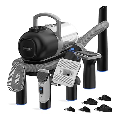 Original Pet Grooming Vacuum Kit – Complete Cat & Dog Grooming Set for Easy Home Care, Quiet & Safe Hair Remover with Brush, Clipper, Shedding Tools, Cleaner, and 1L Canister.